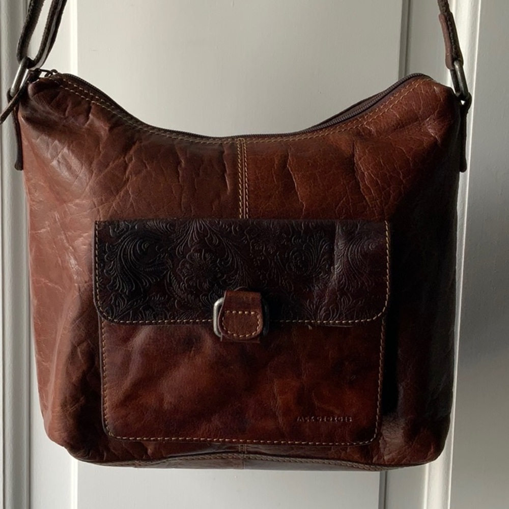 Jack Georges Brown Leather Handbag EUC